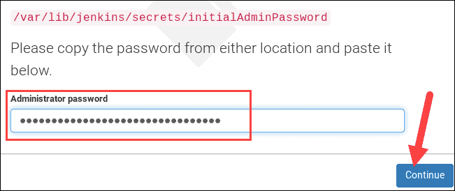 entering Jenkins admin password