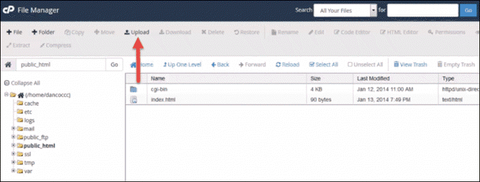 upload wp folder in cPanel