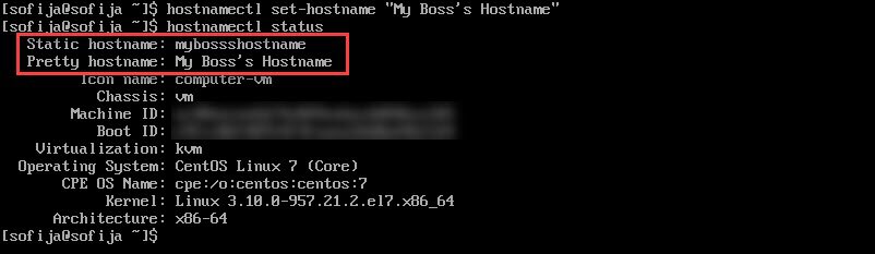 using a pretty name on centos