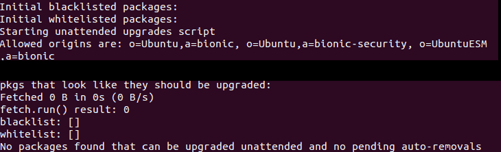 example of using the dryrun command to verify auto updates are successfully setup