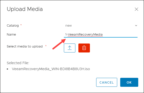shorten the name of the media in vCloud Director