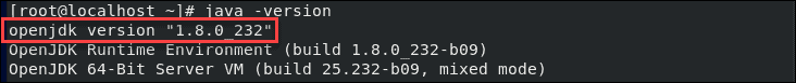 Output confirming OpenJDK 8 is installed successfully 