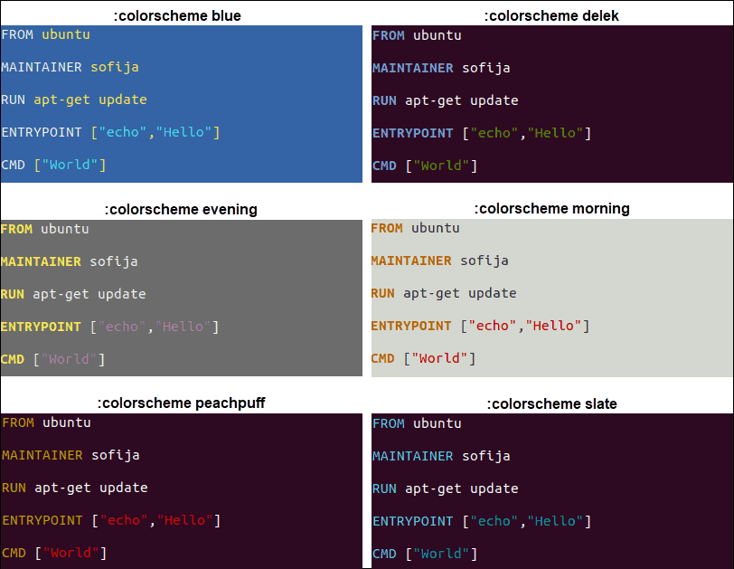 Examples of Vim color schemes