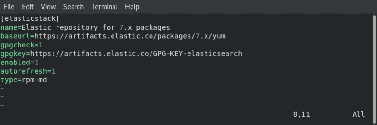Custom repo configuration file for ELK stack.