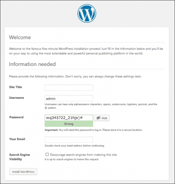 wordpress installation process