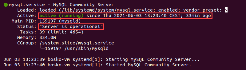 How to check if the MySQL service is running on Ubuntu.