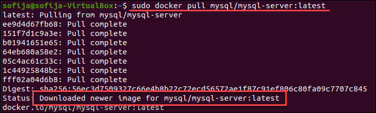 Pull MySQL Docker image for MySQL Docker container.