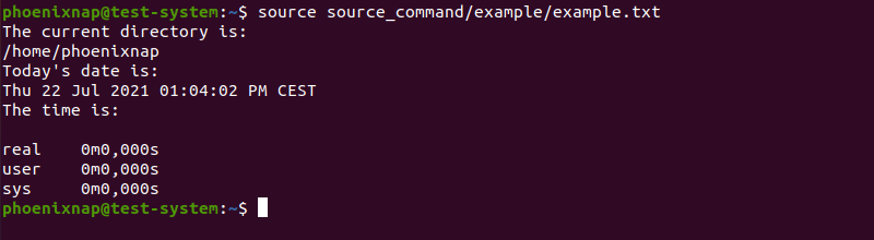 Using the source command with the full path to the file