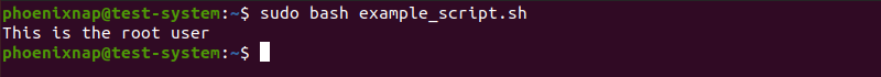 Running the script as a root user