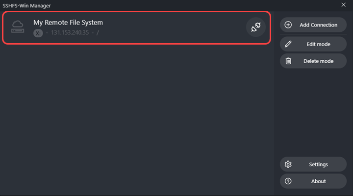 SSHFS Win-Manager added connection