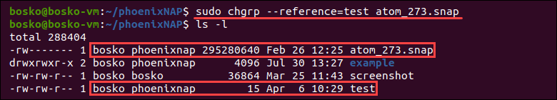 Use a reference file to change group ownership in Linux.