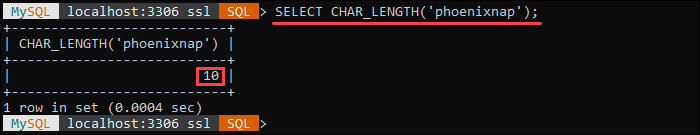 An example of the CHAR_LENGTH string function.