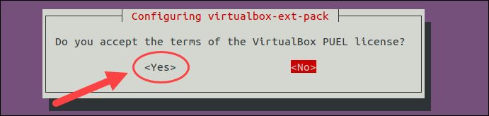 Configuring VirtualBox Extension Pack.