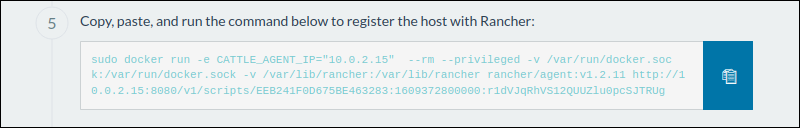 Copy the command that should be run on the host.