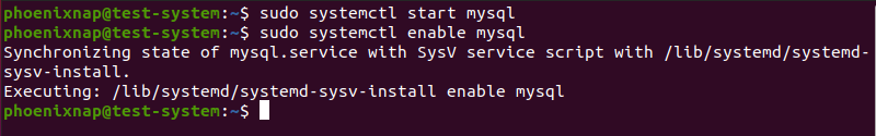 Set the MySQL service to automatically start when the system boots up