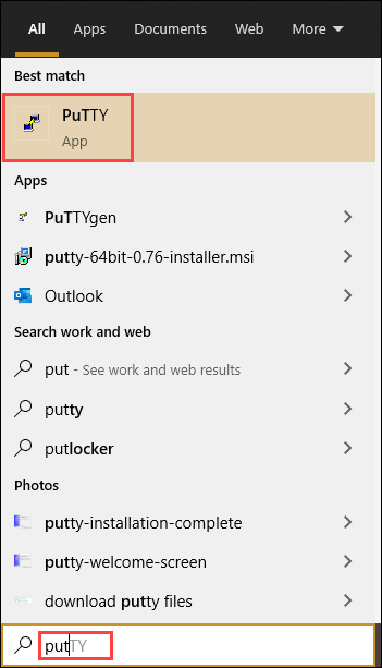 How to run PuTTY after installation.