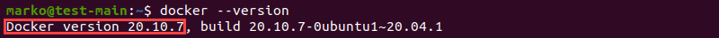 Check Docker version on Ubuntu.