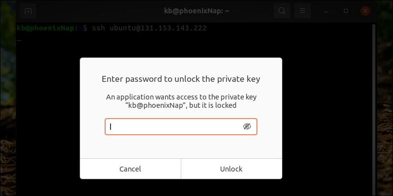 Prompt for unlocking private key