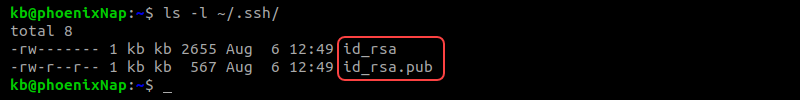 Public and private key in the .ssh folder