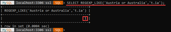 An example of the REGEXP_LIKE string function.