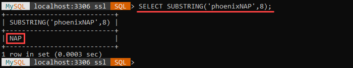 An example of the SUBSTRING string function.