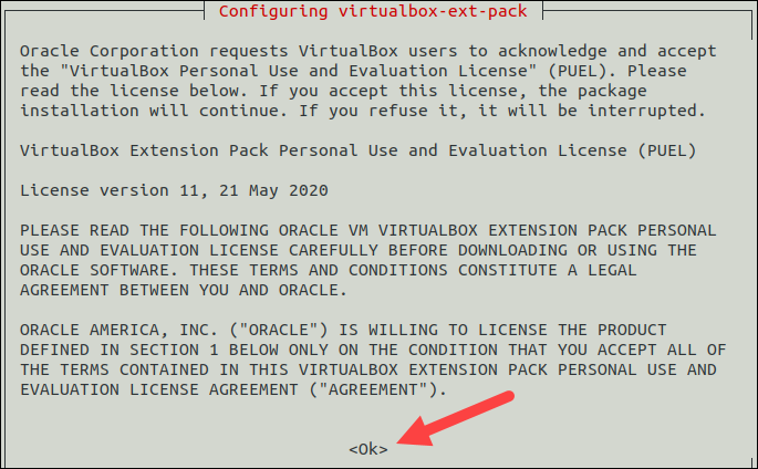 VirtualBox extension pack license.