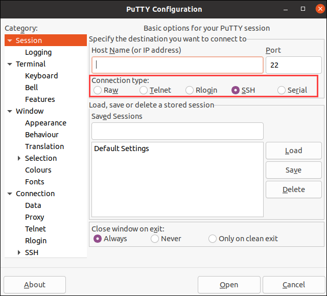 running putty ssh sessions on ubuntu server