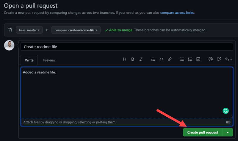 Create a pull request in GitHub.