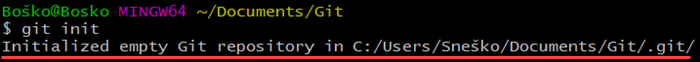Initialize an empty git repository in Git Bash.