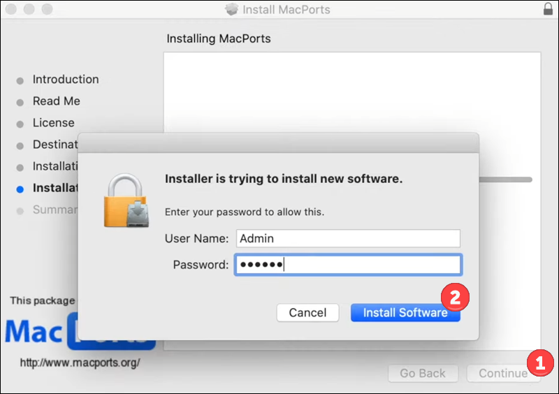Install MacPorts - step 4.
