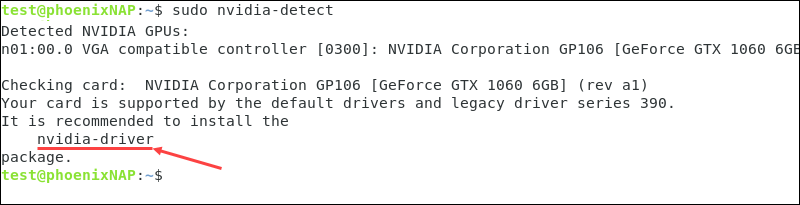 Reviewing the Nvidia Detect Utility recommended driver name
