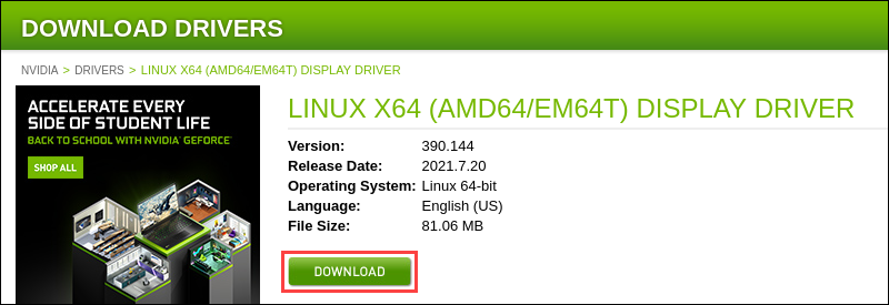 Download the driver by using the link