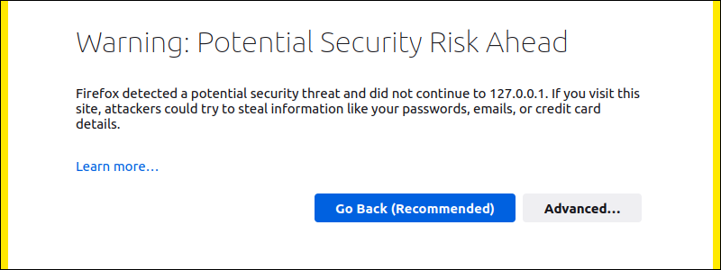 Potential security risk warning