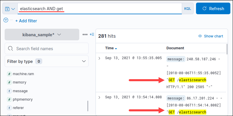 KQL AND syntax output