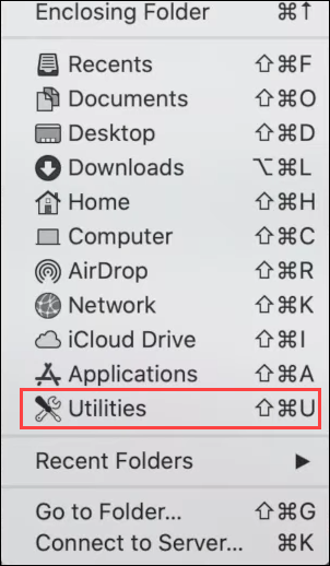 Open the Utilities folder on macOS.