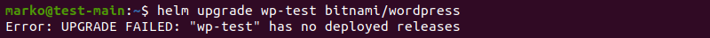 "No deployed releases" error in terminal.