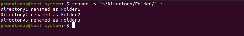 Using the rename command to change multiple directory names