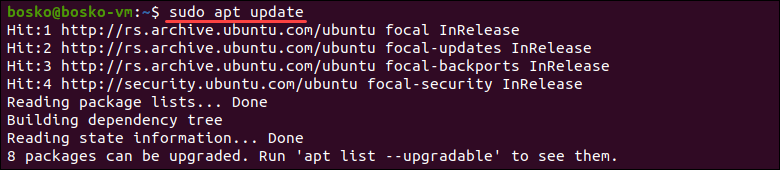 Update the package repository on Ubuntu.