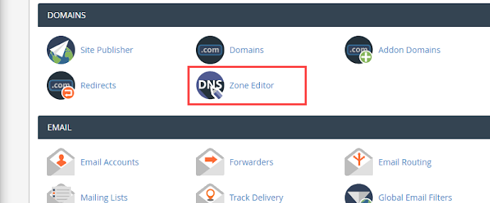 Find the DNS Zone Editor in cPanel.
