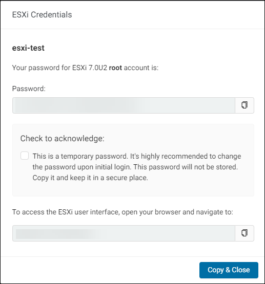 ESXi server credentials