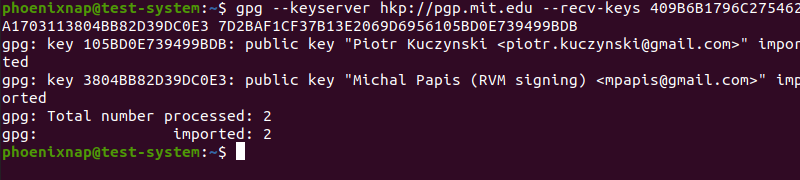 Adding GPG keys used when installing RVM
