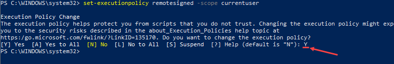 Set the execution policy