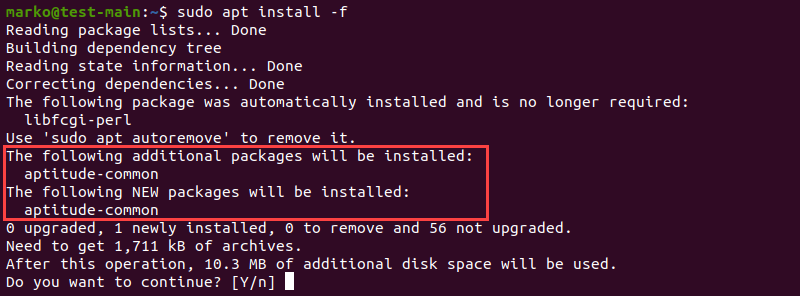 The apt install tells APT to locate the missing packages and install them