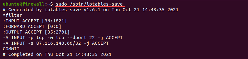 Make iptables rules persist after reboot.