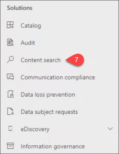 Selecting Content search in the menu.