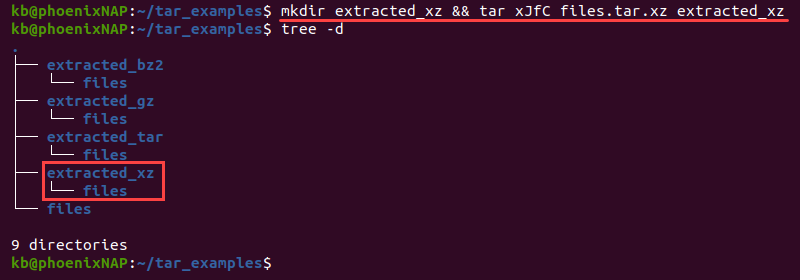 folder structure after tar xJfC tar.xz