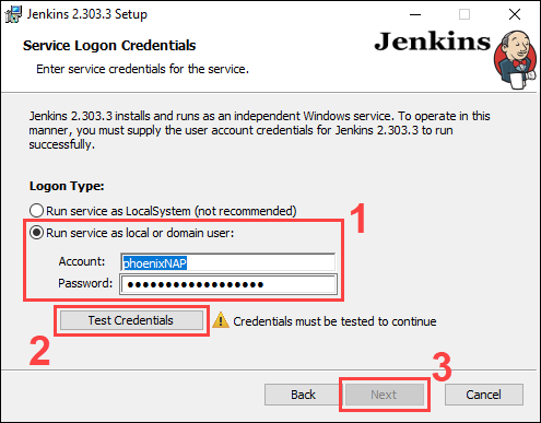 Adding user credentials for the Jenkins administrator