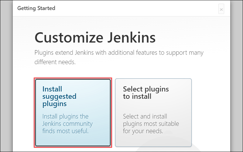 Selecting the Install suggested plugins option