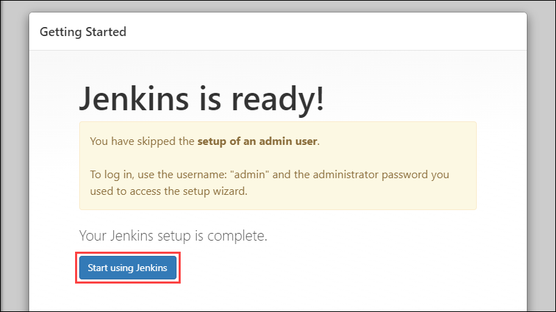 Opening the Jenkins dashboard