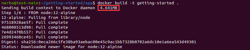 Using the docker build to check the size of the build context.